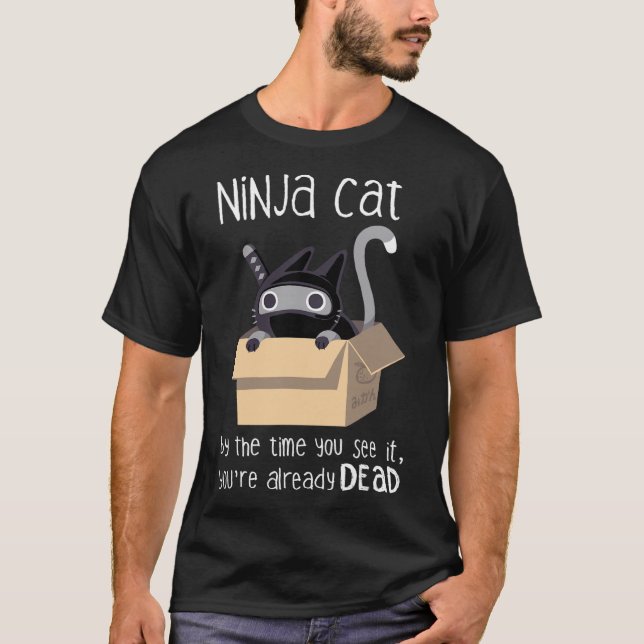 Cute Ninja Cat T Shirt (Framsida)