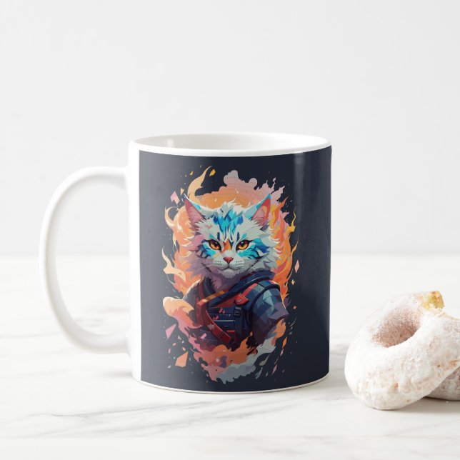 Cute Ninja Cat Warrior Design Kaffemugg (Med munk)