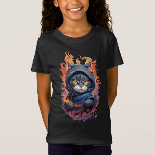 Cute Ninja Cat Warrior Design T Shirt