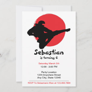 Cute Ninja Red and Black Birday Inbjudningar