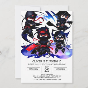 Cute Ninja Secret Agent Birthday Inbjudningar