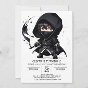 Cute Ninja Surprise Kids Birthday Inbjudningar