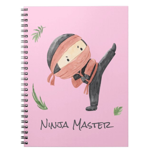 Cute Ninja Warrior - Anpassat namn för barn Anteckningsbok (Framsidan)