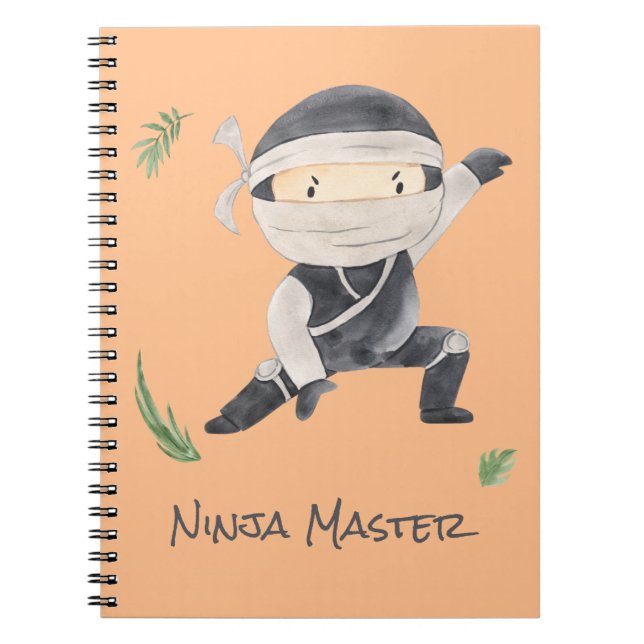 Cute Ninja Warrior - Anpassat namn för barn Anteckningsbok (Framsidan)