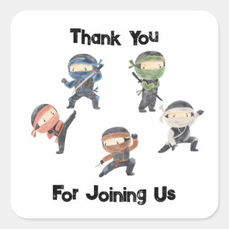 Cute Ninja Warrior Barns födelsedag Party Favor Fyrkantigt Klistermärke