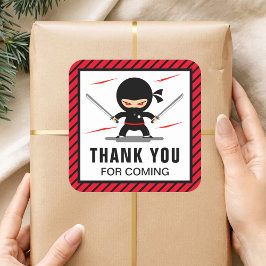 Cute Ninja Warrior Barns födelsedag Party Favor Fyrkantigt Klistermärke
