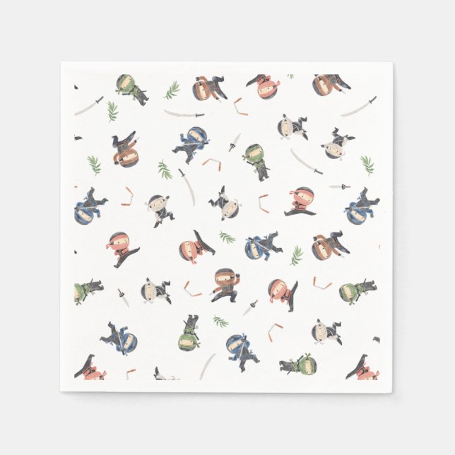 Cute Ninja Warrior Barns födelsedag Party förråd Pappersservett (Framsidan)