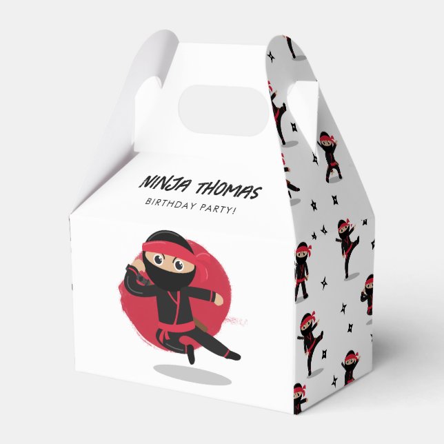Cute Ninja Warrior Black & Red Barns födelsedag Pa Presentaskar (Framsidan Sidan)