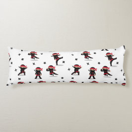 Cute Ninja Warrior Kids Black & Red Mönster Kroppskudde