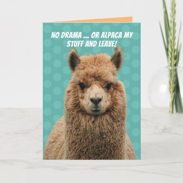 Cute No Drama Llama eller Alpaca My Saker Birgday Kort (Framsida)