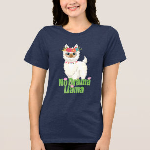 Cute No Drama Llama with Blommigt Krona T Shirt