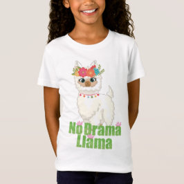 Cute No Drama Llama with Blommigt Krona T Shirt