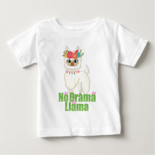 Cute No Drama Llama with Blommigt Krona T Shirt