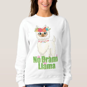 Cute No Drama Llama with Blommigt Krona T Shirt