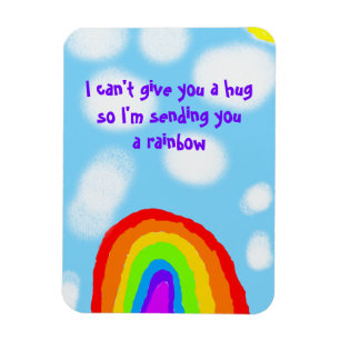 Cute No Hugs skickar dig ett regnbåge Magnet