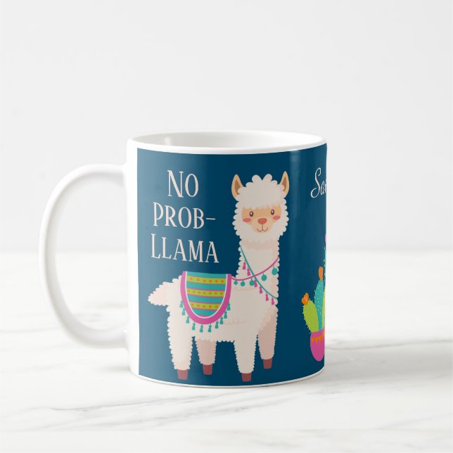Cute No ProbLlama Custom Name Kaffemugg (Vänster)