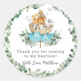 Cute Noahs Ark Greenery Baptism Christening Favor Runt Klistermärke