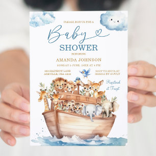 Cute Noahs Neutral Boho Baby Shower i Ark Inbjudningar
