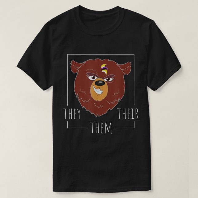 Cute Non Binary Bear They Them Their Agender Gende T Shirt (Design framsida)
