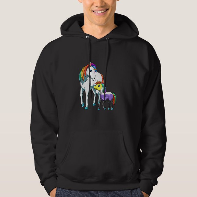 Cute Nonbinary and Genderquee Unicorn Mamma Hoodie (Framsida)