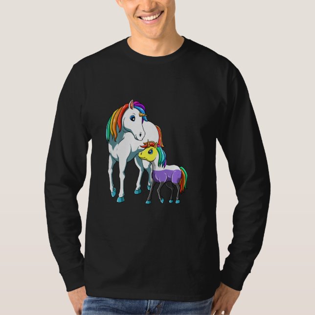 Cute Nonbinary and Genderquee Unicorn Mamma T Shirt (Framsida)