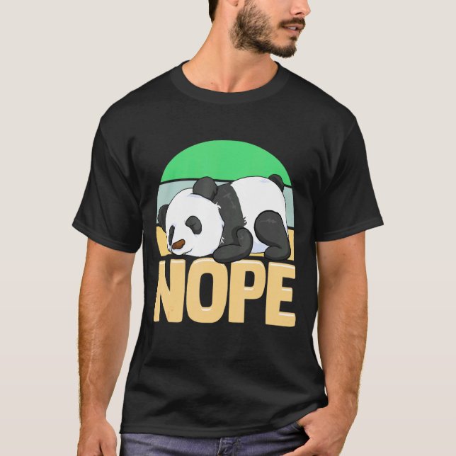 Cute Nope Sömnig Napping Lazy Panda T Shirt (Framsida)