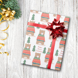 Cute Nordic Beary God jul Presentpapper