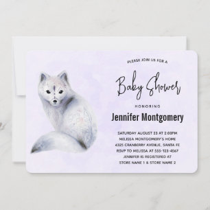 Cute Nordic Fox med Blommigt Design Baby Shower Inbjudningar