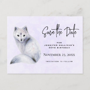 Cute Nordic Fox med Blommigt Markering Spara datum Inbjudan Vykort