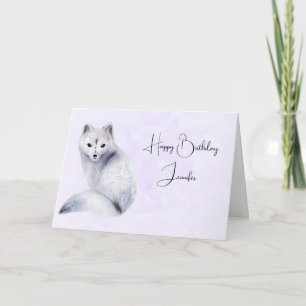 Cute Nordic Fox med Blommigt Markings Birthday Kort