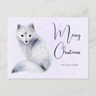 Cute Nordic Fox med Blommigt Markings jul Helg Vykort