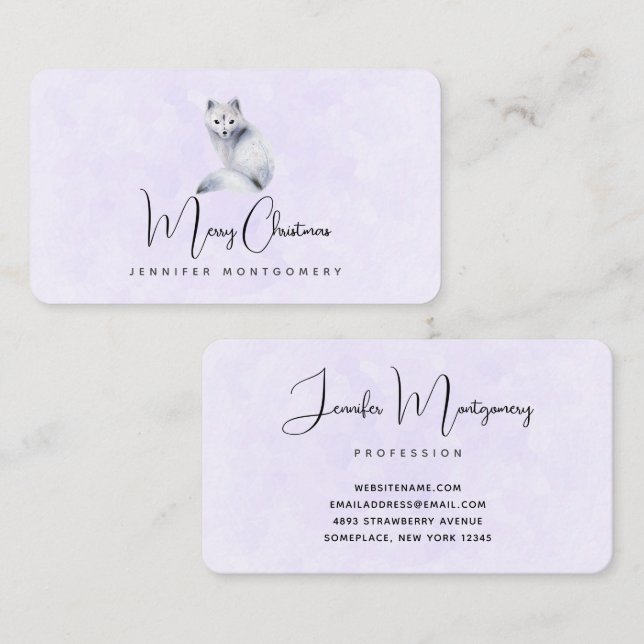 Cute Nordic Fox med Blommigt Markings jul Visitkort (Fram/baksida)