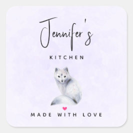 Cute Nordic Fox med Blommigt Markings Kitchen Fyrkantigt Klistermärke