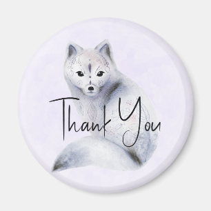 Cute Nordic Fox med Blommigt Markings Tack Magnet