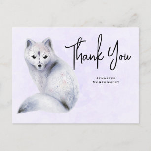 Cute Nordic Fox med Blommigt Markings Tack Vykort