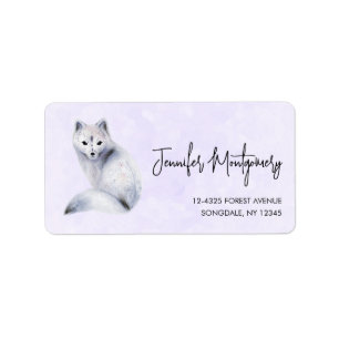 Cute Nordic Fox med Blommigt-märkning Adressetikett