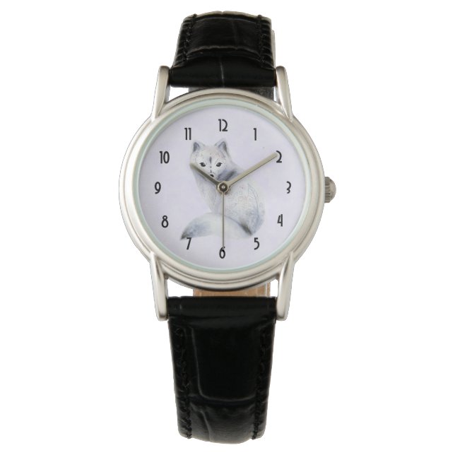 Cute Nordic Fox med Blommigt-märkning Armbandsur (Framsida)