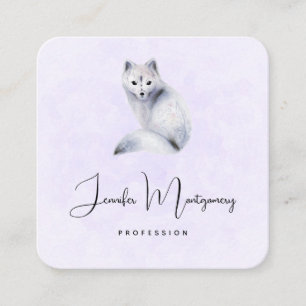 Cute Nordic Fox med Blommigt-märkning Fyrkantigt Visitkort