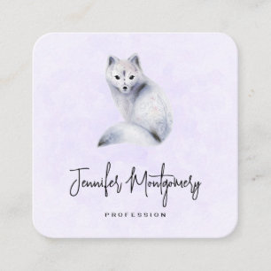 Cute Nordic Fox med Blommigt-märkning Fyrkantigt Visitkort