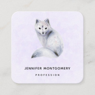 Cute Nordic Fox med Blommigt-märkning Fyrkantigt Visitkort