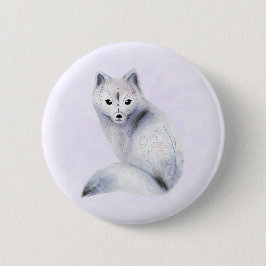 Cute Nordic Fox med Blommigt-märkning Knapp