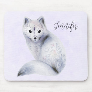 Cute Nordic Fox med Blommigt-märkning Musmatta