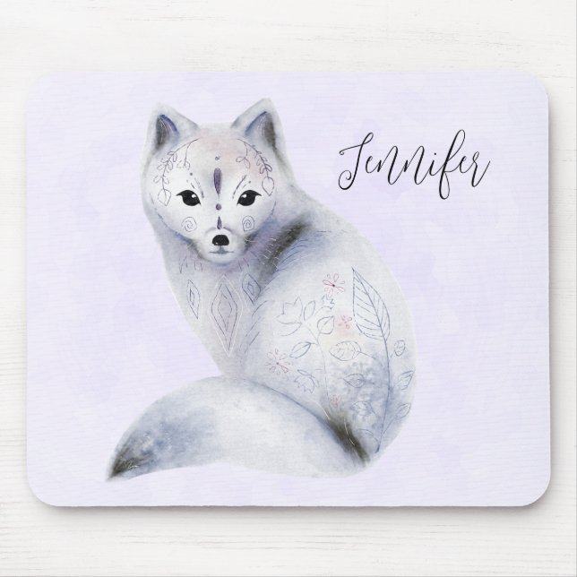 Cute Nordic Fox med Blommigt-märkning Musmatta (Framsidan)