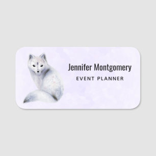 Cute Nordic Fox med Blommigt-märkning Namnbricka