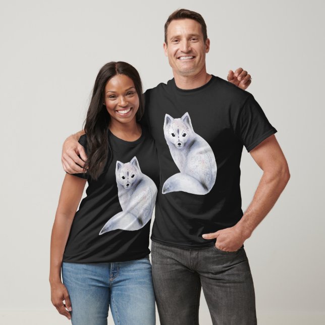 Cute Nordic Fox med Blommigt-märkning T Shirt (Unisex)