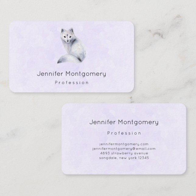 Cute Nordic Fox med Blommigt-märkning Visitkort (Fram/baksida)