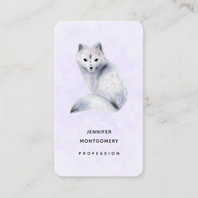 Cute Nordic Fox med Blommigt-märkning Visitkort (Framsida)