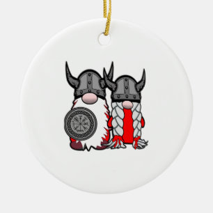 Cute Nordic Gnomes Viking Tomte Couple Skandinavie Julgransprydnad Keramik