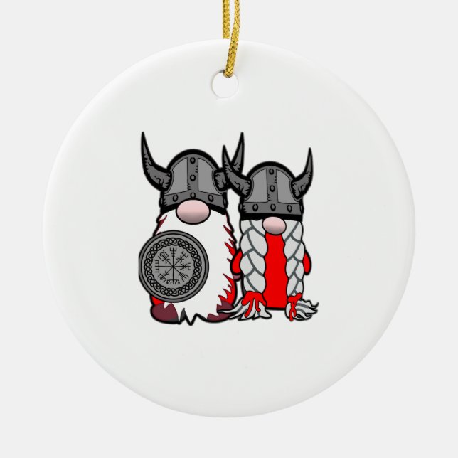 Cute Nordic Gnomes Viking Tomte Couple Skandinavie Julgransprydnad Keramik (Framsidan)