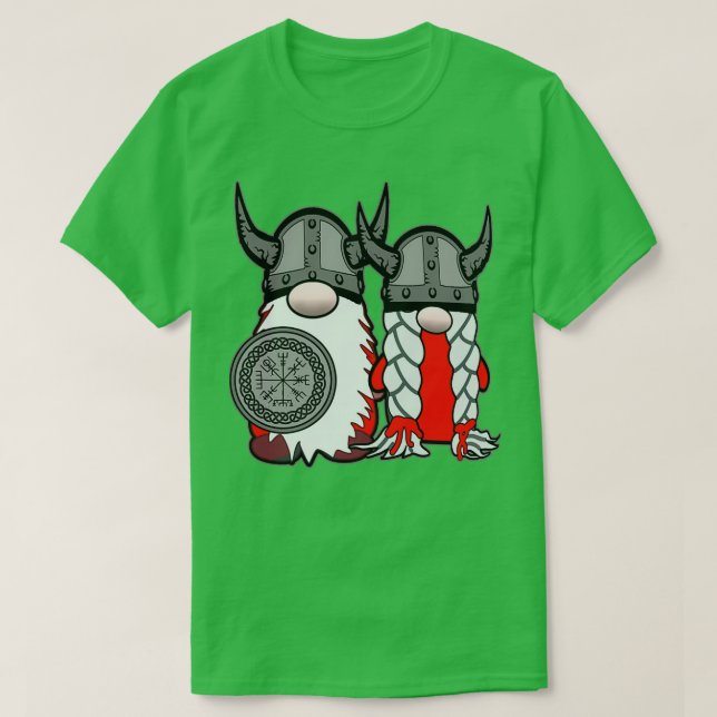 Cute Nordic Gnomes Viking Tomte Couple Skandinavie T Shirt (Design framsida)